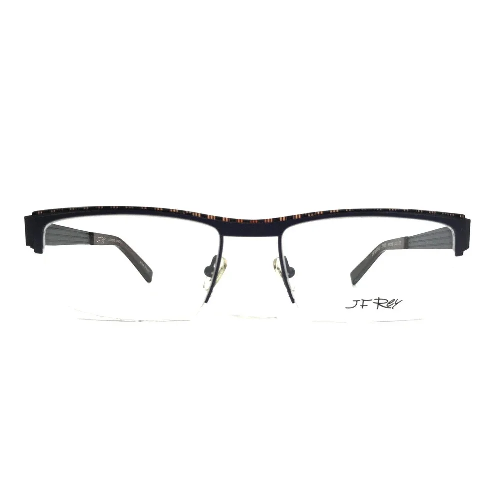 J.F. Rey Eyeglasses Frames JF2550 7590 Brown Blue Rectangle Half Rim 55-19-140